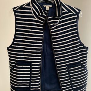 Navy and white striped vest